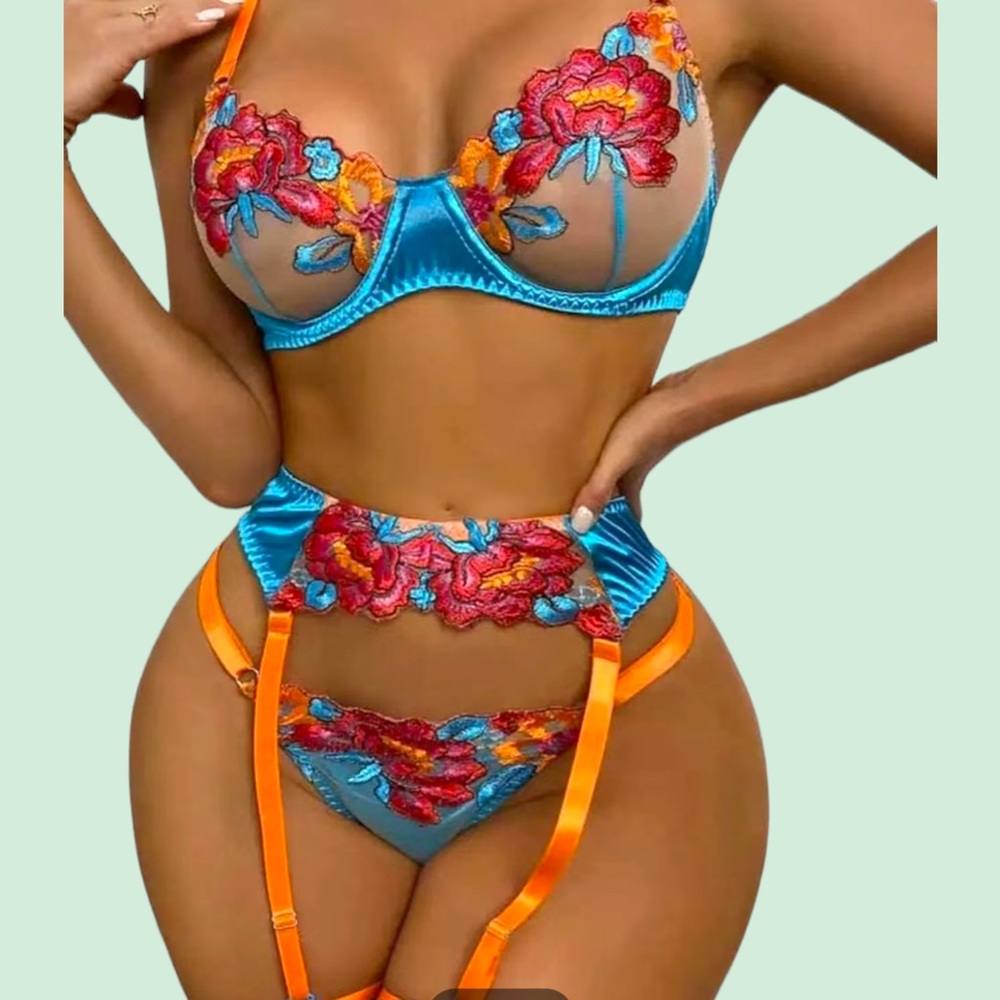 Super Sexy Women's Lace Embroidered Lingerie Set. NWT.
